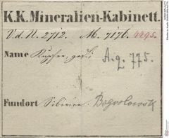 Etiketten zu Kupfer (NHMW-MIN-Aq775)